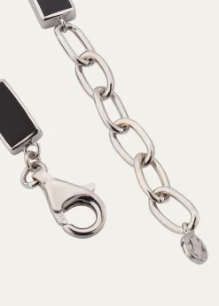 Jan LeslieMen's Sterling Silver and Rectangle Black Onyx Bracelet