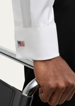 Jan LeslieMen's Sterling Silver Enamel American Flag Cufflinks