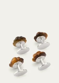 Jan LeslieMen's Tiger's Eye Rose Shirt Studs