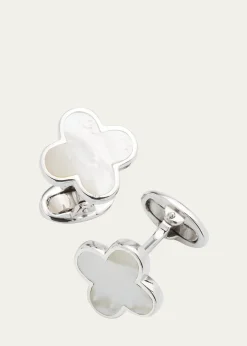 Jan LeslieMother-of-Pearl Clover Cuff Links