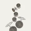 Jan LeslieRound Marcasite Cuff Link and Stud Set