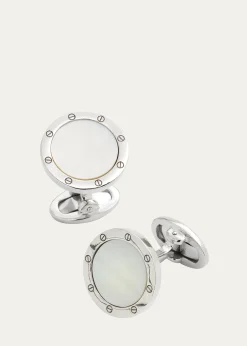 Jan LeslieRound Mother-of-Pearl Cuff Links