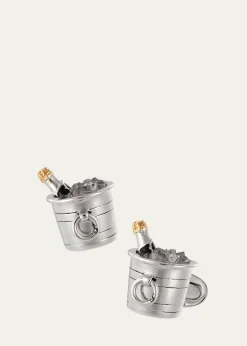 Jan LeslieSterling Silver Crystal Quartz Champagne Bucket Cuff Links