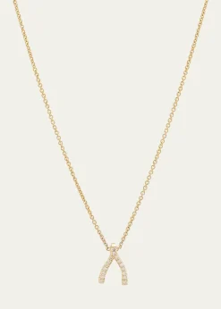 Jennifer MeyerDiamond Mini Wishbone Necklace 18K Yellow Gold