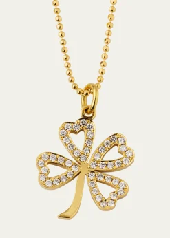 Jennifer Meyer18K Large Diamond Open Clover Pendant Necklace