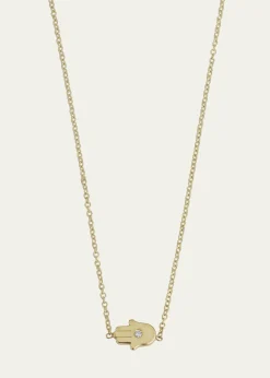 Jennifer Meyer18k Mini Hamsa Necklace with Diamond Accent