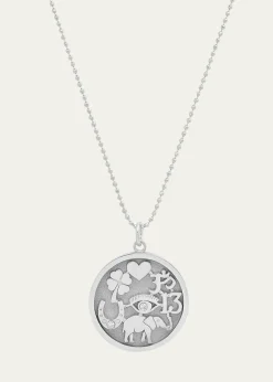 Jennifer Meyer18k White Gold Good Luck Pendant Necklace with Diamonds