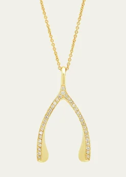 Jennifer Meyer18k Yellow Gold Diamond Wishbone Necklace