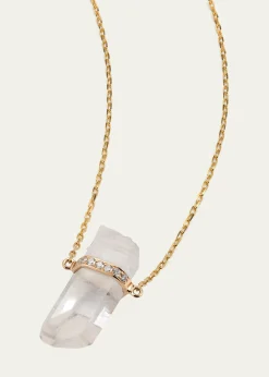 JIA JIA14k Yellow Gold Crystal Quartz and Diamond Bar Necklace