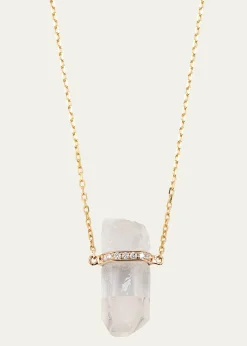 JIA JIA14k Yellow Gold Crystal Quartz and Diamond Bar Necklace
