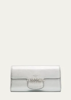 Jimmy ChooBing Crystal Metallic Leather Wallet
