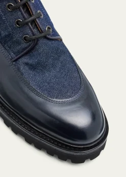 John LobbMen's Peak Denim and Leather Lace-Up Boots