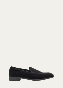 John LobbMen's Bill Velvet Penny Loafers