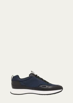 John LobbMen's Laced Stream Leather and Nylon Sneakers