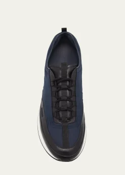 John LobbMen's Laced Stream Leather and Nylon Sneakers