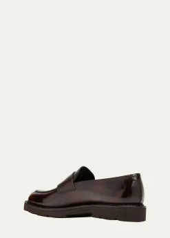 John LobbMen's Lopez Apron-Toe Leather Penny Loafers