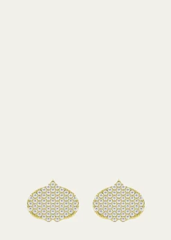 KAMALEye Adore Stud Earrings in Gold and White Diamonds, 12mm