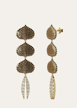 KAMALTriple Eye Adore Lotus Black and White Diamond Earrings