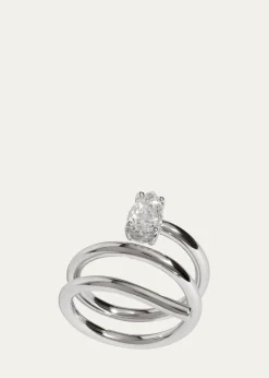 Kendall Row14K White Gold Pear Lab Grown Diamond Double Wrap Solitaire Ring, Size 6.5