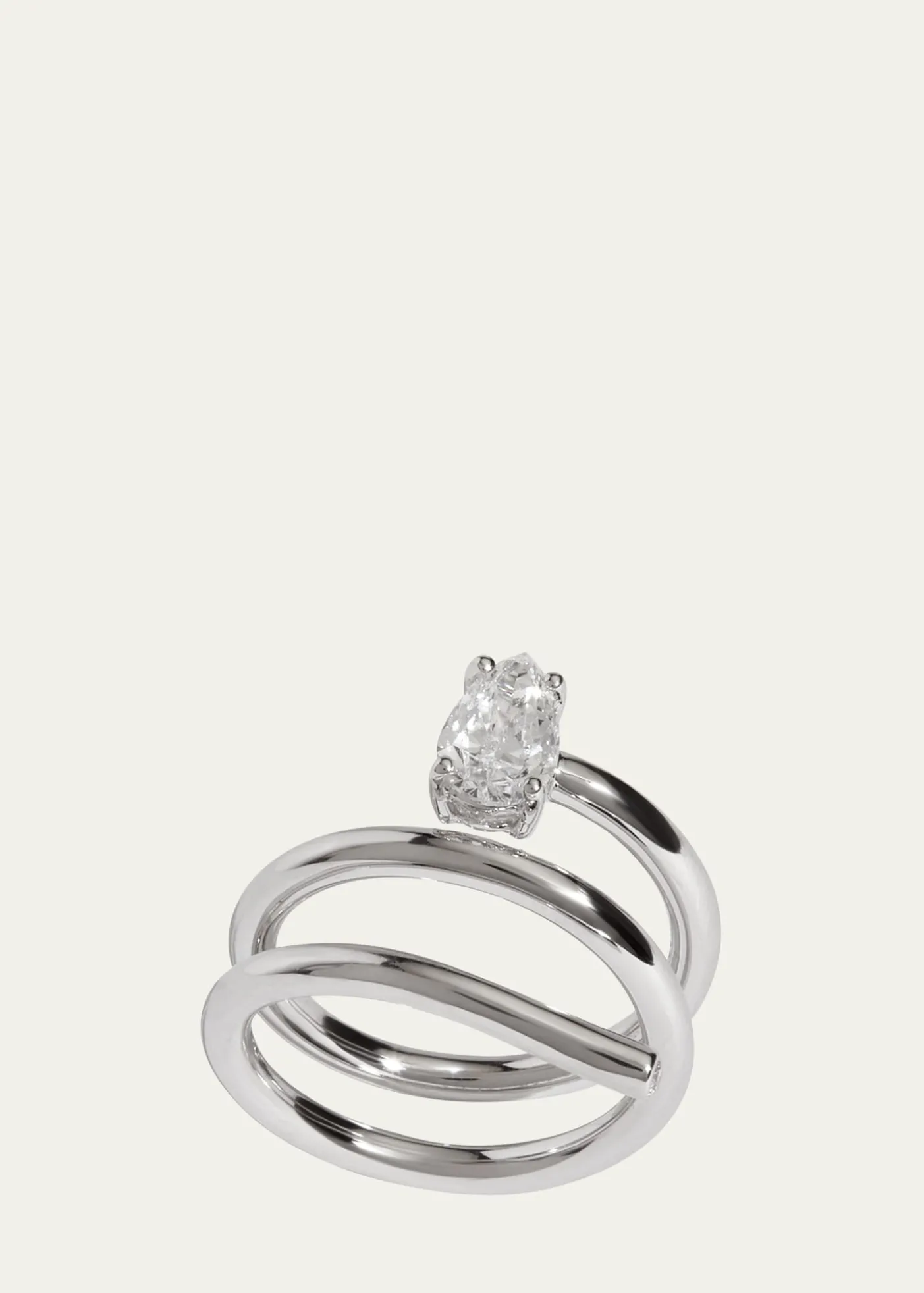 Kendall Row14K White Gold Pear Lab Grown Diamond Double Wrap Solitaire Ring, Size 6.5