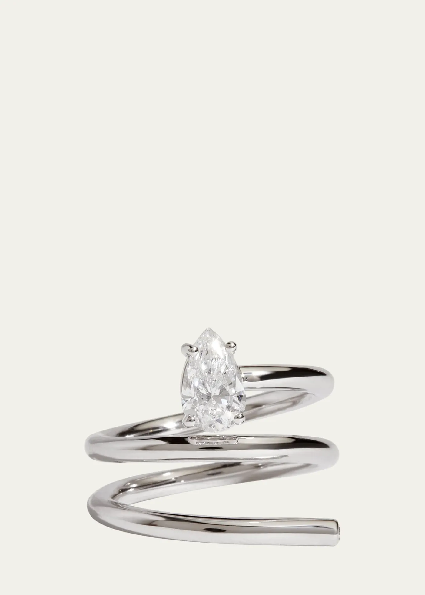 Kendall Row14K White Gold Pear Lab Grown Diamond Double Wrap Solitaire Ring, Size 6.5