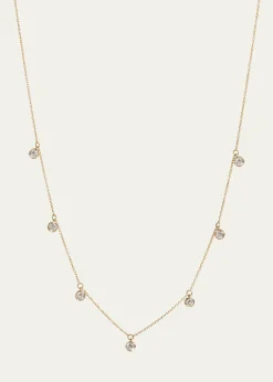 Kendall Row14K Yellow Gold Bezel Round Diamond Station Necklace, 16-18"L