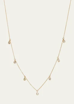 Kendall Row14K Yellow Gold Bezel Pear Diamond Station Necklace, 16-18"L