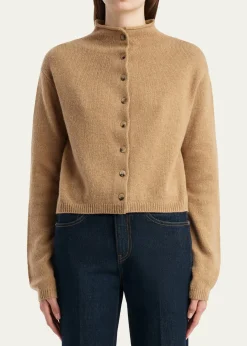 KhaiteAnnora Funnel-Neck Wool-Cashmere Cardigan