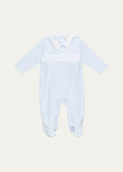 Kissy KissyBoy's Hand-Smocked Pima Cotton Footie, Size NB-6M