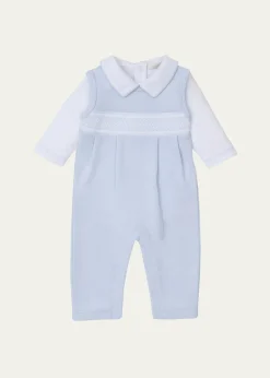 Kissy KissyBoy's Punto Ingles Hand Smocked Overall Set, Size 3M-9M