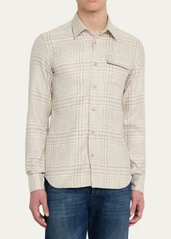 KitonMen's Baba Tonal Plaid Side-Pocket Overshirt