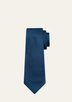 KitonMen's Bicolor Geometric Silk 7-Fold Tie
