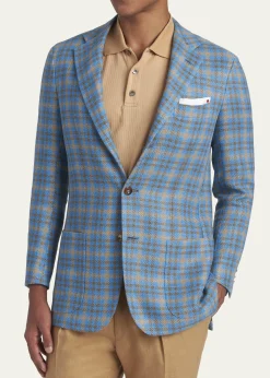 KitonMen's Cashmere and Linen Graph Check Sport Coat