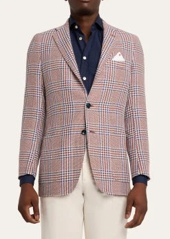 KitonMen's Cashmere and Linen Houndstooth Plaid Sport Coat