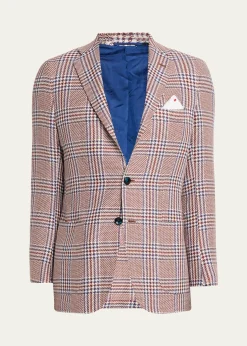 KitonMen's Cashmere and Linen Houndstooth Plaid Sport Coat