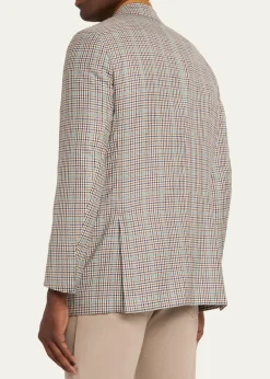 KitonMen's Cashmere and Silk Multi-Check Deconstructed Sport Coat