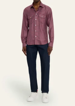 KitonMen's Cashmere and Silk Small Check Overshirt
