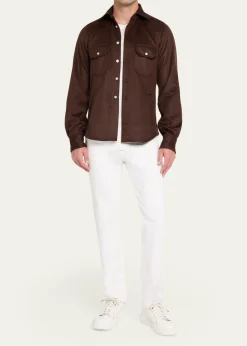 KitonMen's Cashmere and Wool Flap-Pocket Overshirt