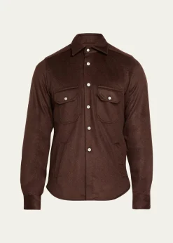 KitonMen's Cashmere and Wool Flap-Pocket Overshirt