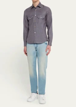 KitonMen's Cashmere Blend Micro-Check Overshirt