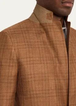 KitonMen's Cashmere Linen Plaid Sport Coat