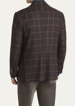 KitonMen's Cashmere Windowpane Check Single-Breasted Sport Coat
