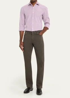 KitonMen's Cotton and Cashmere Stretch Slim Straight Five-Pocket Pants