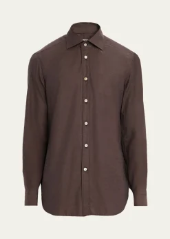 KitonMen's Cotton Micro-Herringbone Sport Shirt
