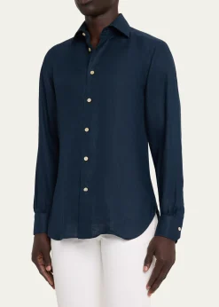 KitonMen's Linen Button-Down Shirt