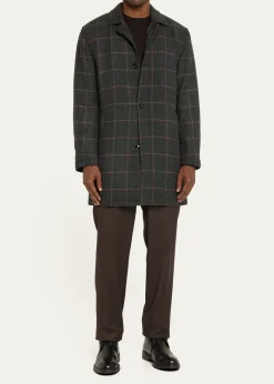 KitonMen's Loden Cashmere Windowpane Car Coat