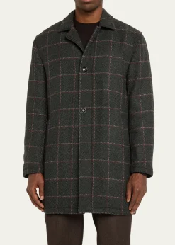 KitonMen's Loden Cashmere Windowpane Car Coat