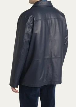 KitonMen's Loden Napa Leather Shirt Jacket