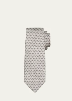 KitonMen's Micro-Geometric Silk 7-Fold Tie