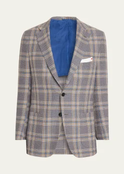 KitonMen's Plaid Cashmere and Linen Single-Breasted Sport Coat